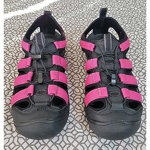 BEARPAW WOMEN'S MEMURU SUMMER HIKING SANDAL BLACK‎ PINK SIZE 8 NWOB